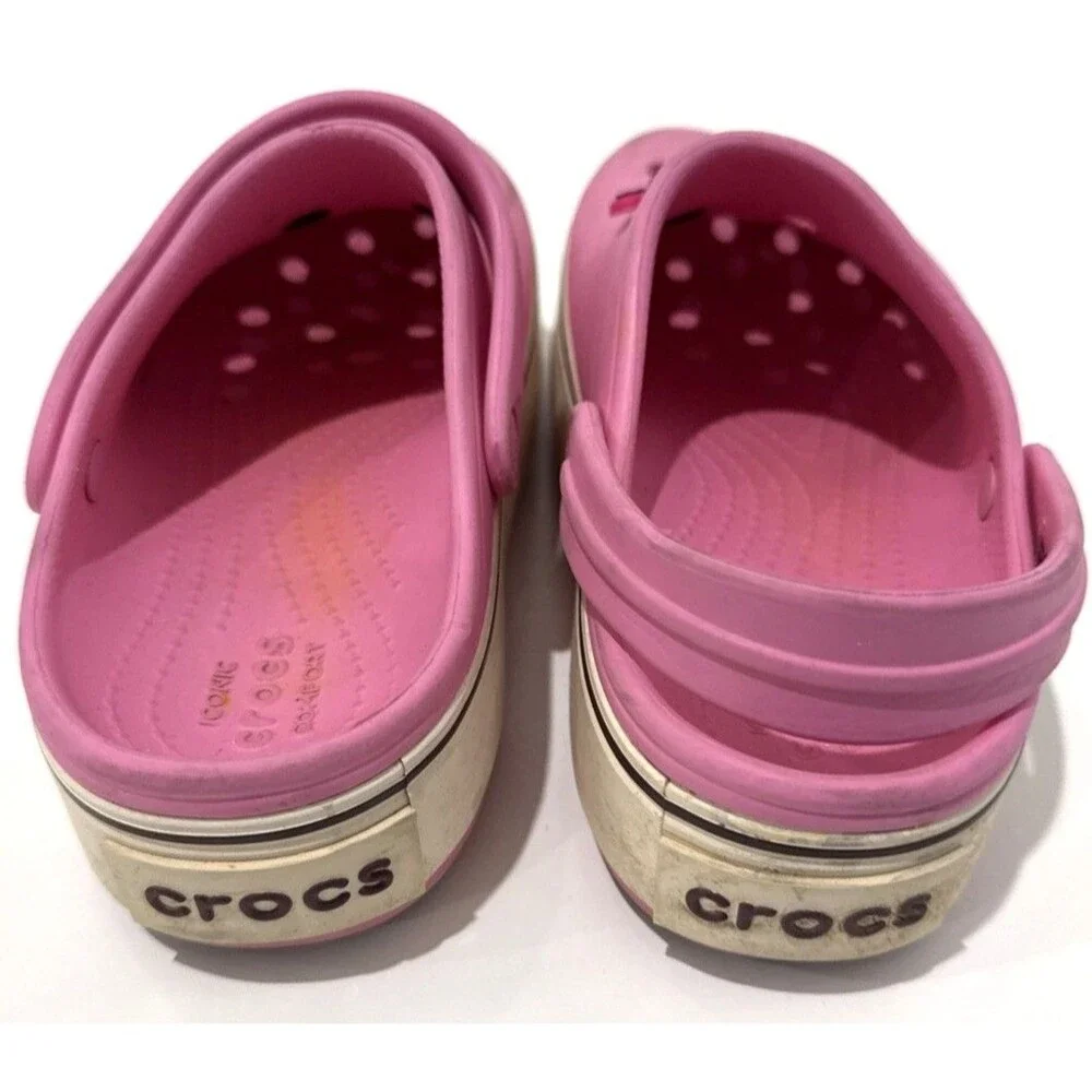 Crocs Kids Pink Classic Clogs Crocband with Jibbitz Girls Size J3